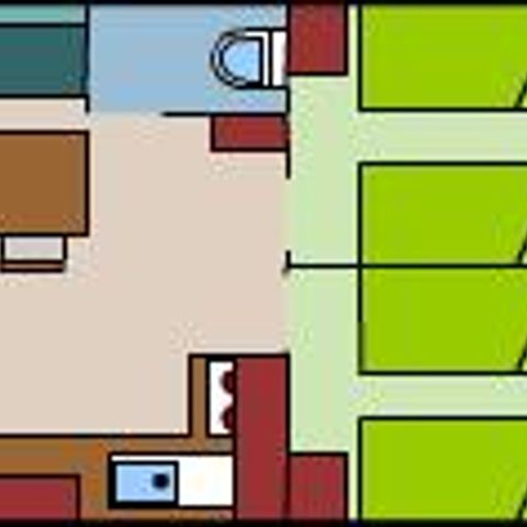 BUNGALOW 6 personnes - Mobil-home Confort TITANIA 30m² - 3 chambres + terrasse semi-couverte 15m²