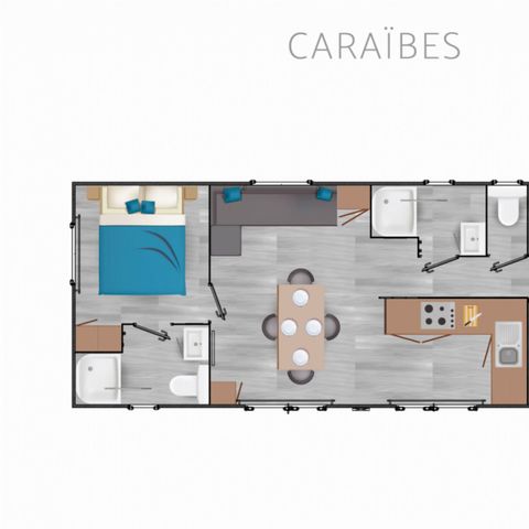 BUNGALOW 8 personnes - Premium Caraïbes - 6/8Pers 3Ch 2Sde 40m2