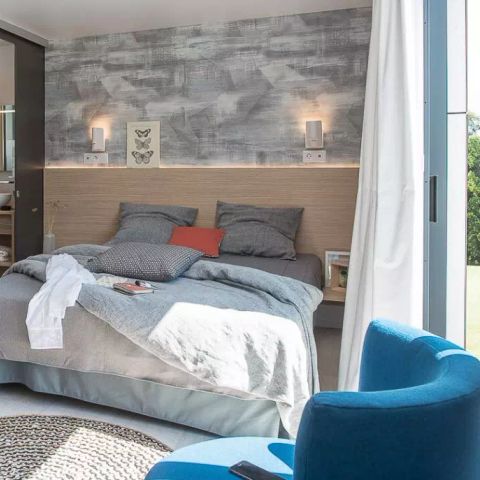 Mobilhome 2 personnes - Sunêlia Luxe Taos 1 chambre 27m² - TV - Terrasse couverte - Linge fourni