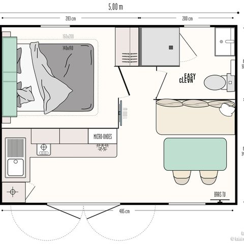 BUNGALOW 2 personnes - Mobil-Home Standard 22m² - 1 chambre + terrasse semi-couverte 12m² -