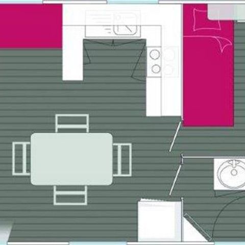 BUNGALOW 4 personnes - FLORES 31m² - 2 chambres + terrasse couverte