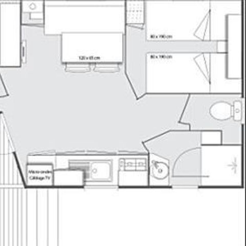 BUNGALOW 4 personnes - SAMOA 29m² - 2 chambres - Terrasse semi couverte
