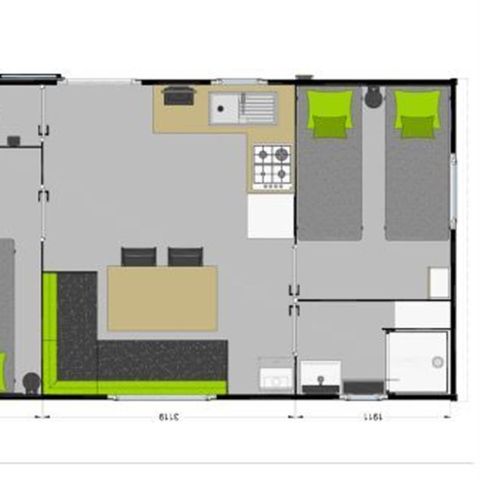 BUNGALOW 4 personnes - IBIZA 27m² - 2 chambres - Terrasse couverte