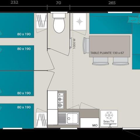 BUNGALOW 6 personnes - BAHAMAS CONFORT 34m² - 3 chambres - Terrasse couverte - Lave vaisselle