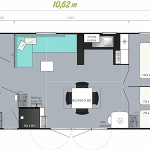 BUNGALOW 8 personnes - SMALA 38m² - 4 chambres + terrasse couverte