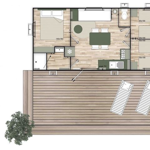 BUNGALOW 6 personnes - Confort + 3 Chambres 6 Personnes