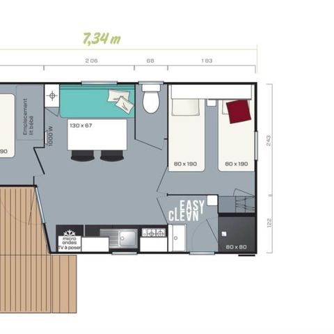 Mobilhome 4 personnes - LOGGIA 23m²