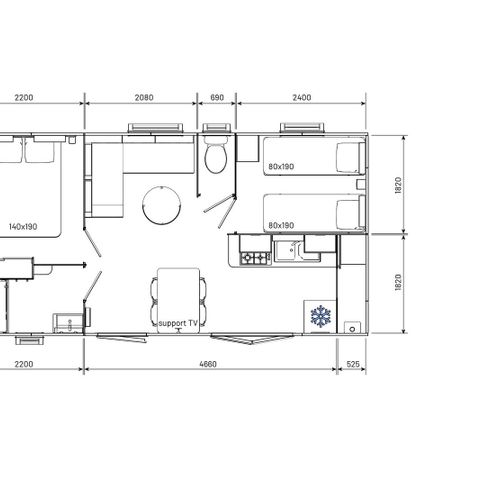 BUNGALOW 4 personnes - Loggia Premium, 29m² - Clim