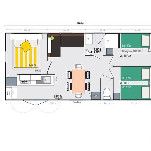 BUNGALOW 6 personnes - Confort - 3 chambres