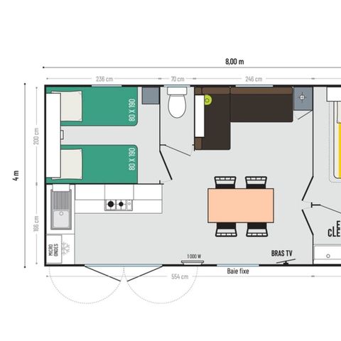 BUNGALOW 4 personnes - Confort 2 Chambres