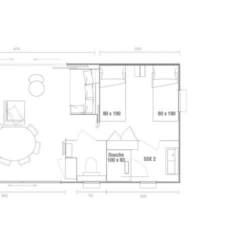 BUNGALOW 4 personnes - Premium 2 Chambres