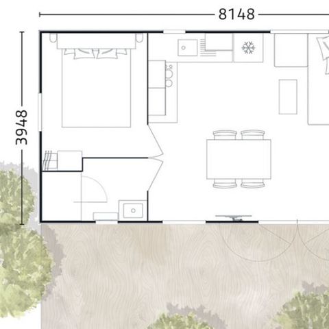 BUNGALOW 6 personnes - TOSCANE 2 CHAMBRES 4-6PLACES
