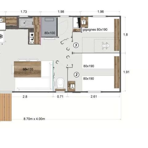 BUNGALOW 6 personnes - HIVA 3 CHAMBRES 6 PLACES