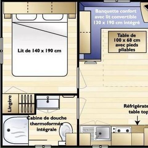 BUNGALOW 2 personnes - P'tit Marina 16 m² - 2 pièces - 1 chambre