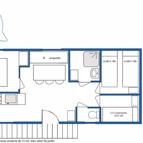 BUNGALOW 6 personnes - Location Mobilhome CONFORT - 3 chambres