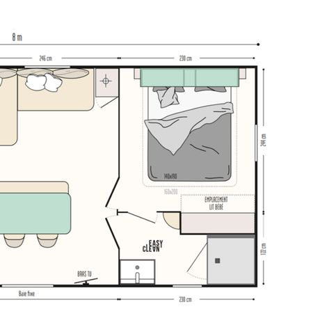 BUNGALOW 4 personnes - 3 trèfles 2 chambres 1 SDB