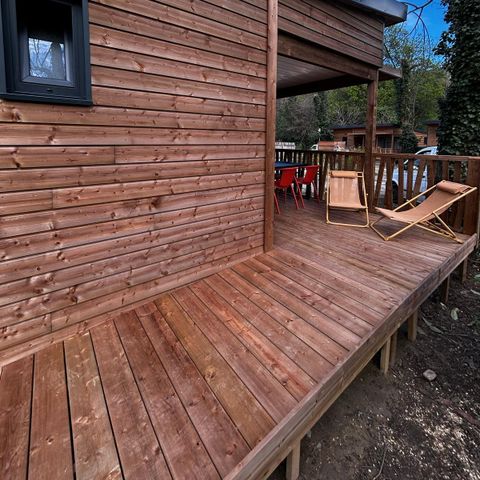 CHALET 4 personnes - Chalet PMR Premium 35m² - 2 chambres  (CLIM + TV + Plancha) ***NOUVEAUTE 2025 !!!