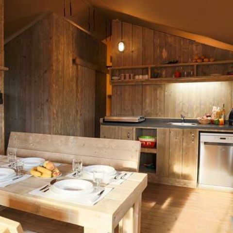 Tente en toile et en bois 6 personnes - Tente Safari Lodge | 3 Ch. | 6 Pers. | Terrasse surélevée | Clim.