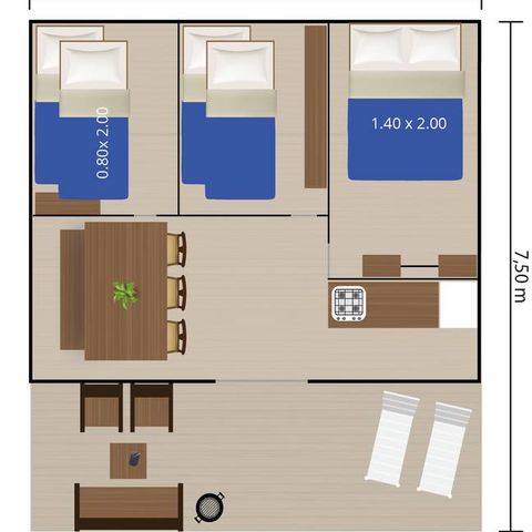 TENTE TOILE ET BOIS 6 personnes - Tente Safari Lodge (6P)