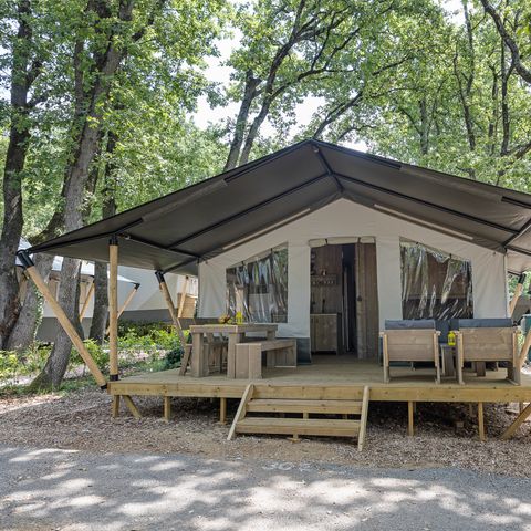 TENTE TOILE ET BOIS 6 personnes - Aminess Maravea - Tente Safari + sanitaires (6P)