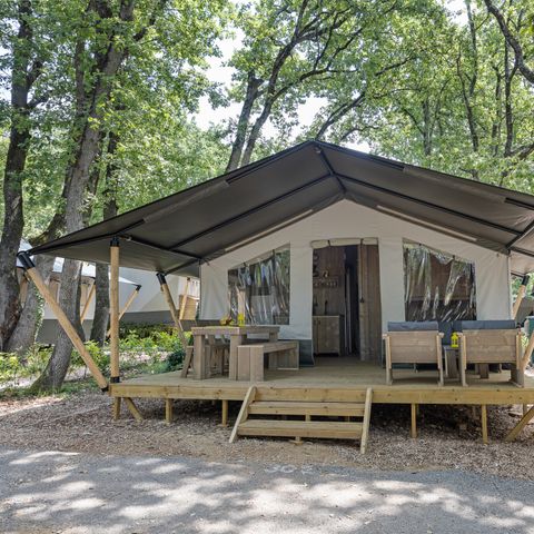 Tente en toile et en bois 6 personnes - Aminess Maravea - Tente Safari + sanitaires (6P)