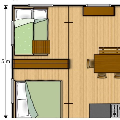 TENTE TOILE ET BOIS 5 personnes - Tente Woody 25m² 2Chambres SANS SANITAIRES