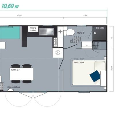 Mobilhome 6 personnes - Cottage 40m² 6 pers 3 Ch 2 Sdb