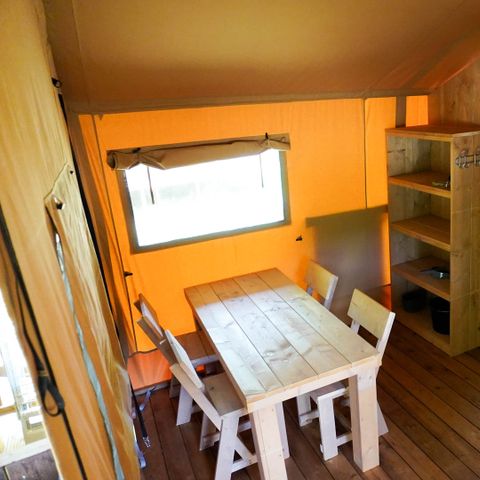 Tente en toile et en bois 5 personnes - y compris les installations sanitaires au bord du lac