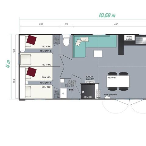 Mobilhome 6 personnes - Aqua (max 4 adultes)