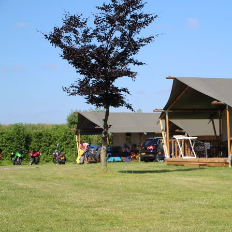 Tente en toile et en bois 4 personnes - y compris les installations sanitaires