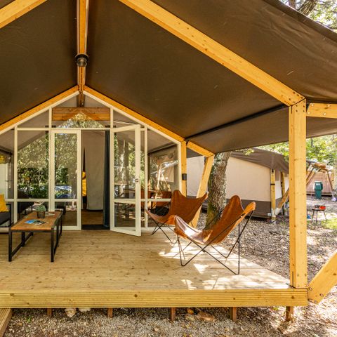 TENTE TOILE ET BOIS 5 personnes - Porto Sole - Tente Safari Bella Vista + air conditionné (5P)