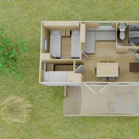 BUNGALOW 6 personnes - Mobil-home | Premium | 3 Ch. | 6 Pers. | Terrasse surélevée | Clim.