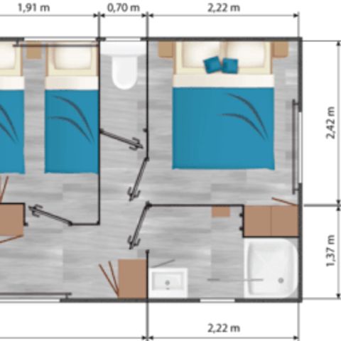 Mobilhome 4 personnes - Confort Plus - 2 chambres
