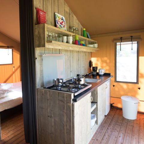 TENTE TOILE ET BOIS 4 personnes - Tente Safari Tendi avec salle de bain