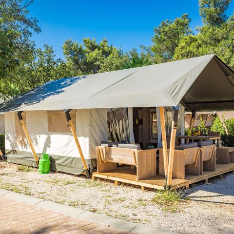 TENTE TOILE ET BOIS 5 personnes - Tente safari Confort + climatisation