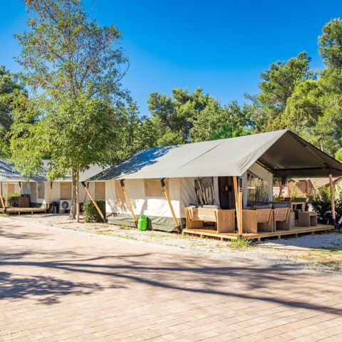 Tente en toile et en bois 4 personnes - Stella Maris - Tente Safari Confort + climatisation