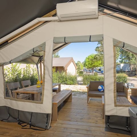 Tente en toile et en bois 4 personnes - Stella Maris - Tente Safari Confort + climatisation