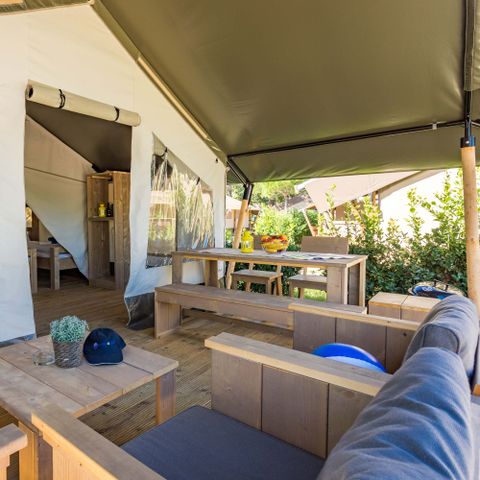 TENTE TOILE ET BOIS 4 personnes - Stella Maris - Tente Safari Confort + climatisation