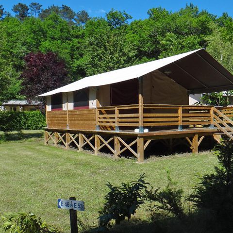 TENTE TOILE ET BOIS 5 personnes - Lodge NIAGARA 40m² avec Salle de bain 