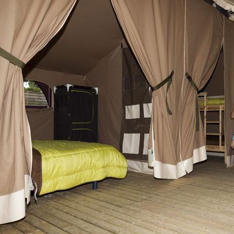 TENTE TOILE ET BOIS 5 personnes - Lodge NIAGARA 40m² avec Salle de bain 
