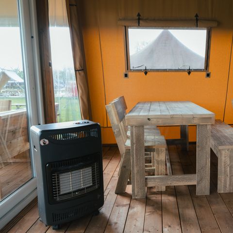 Tente en toile et en bois 5 personnes - Tente tribu avec sanitaires privés