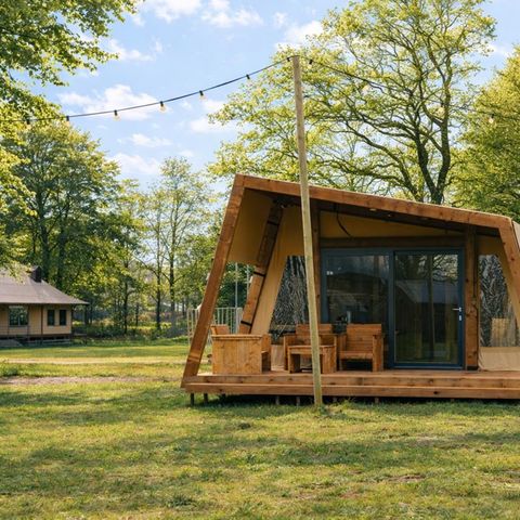 TENTE TOILE ET BOIS 5 personnes - Tente tribu avec sanitaires privés
