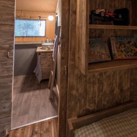 TENTE TOILE ET BOIS 6 personnes - Oiseau cerise