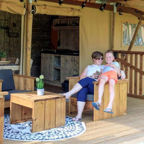 TENTE TOILE ET BOIS 6 personnes - Oiseau cerise