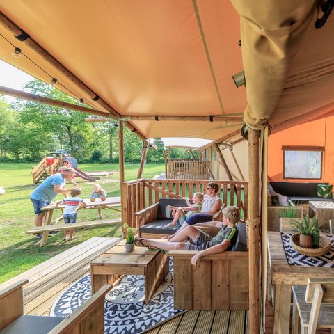 TENTE TOILE ET BOIS 6 personnes - Oiseau cerise