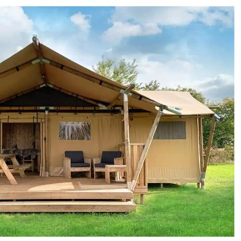 Tente en toile et en bois 6 personnes - Lodge de luxe pour safari