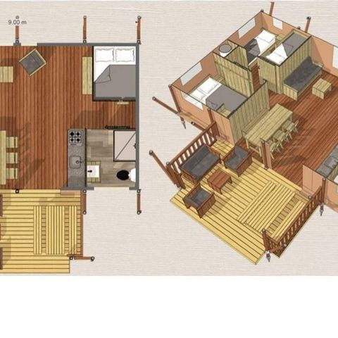 Tente en toile et en bois 6 personnes - Lodge de luxe pour safari
