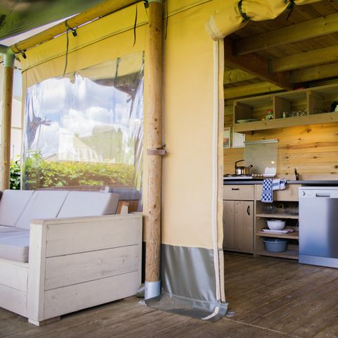 Tente en toile et en bois 4 personnes - Pavillon de luxe pour le safari