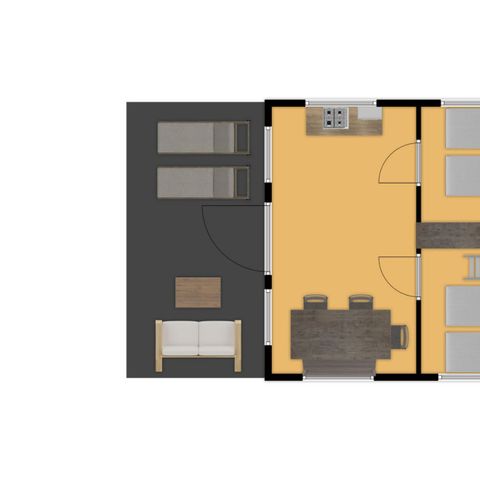 Tente en toile et en bois 5 personnes - le Reeënsprong (3+2)