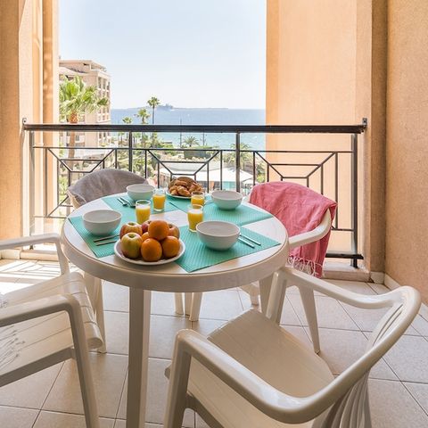 Studio 5 personnes - 1 coin - Nuit - Vue mer - Terrasse ou balcon